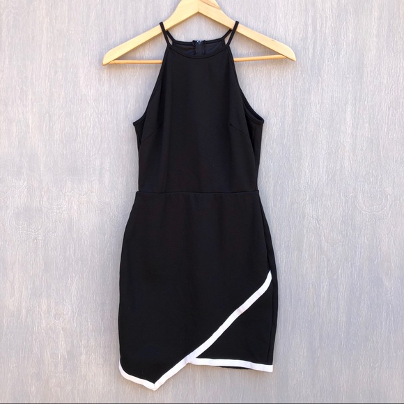 Lulus Dresses & Skirts - Lulu’s wrap skirt halter mini dress black S